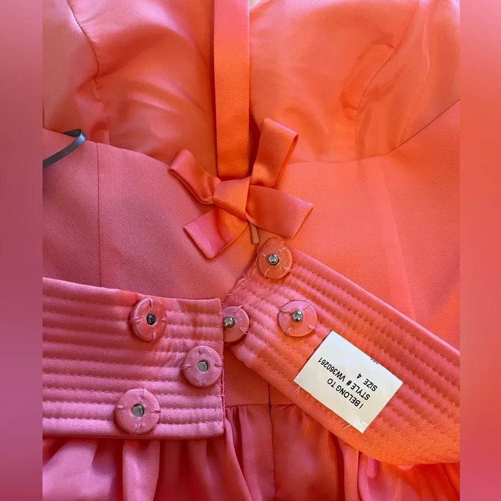 Vera Wang White Cocktail Halter Belted Mini Dress Coral Reef Size 4 Wedding Twee